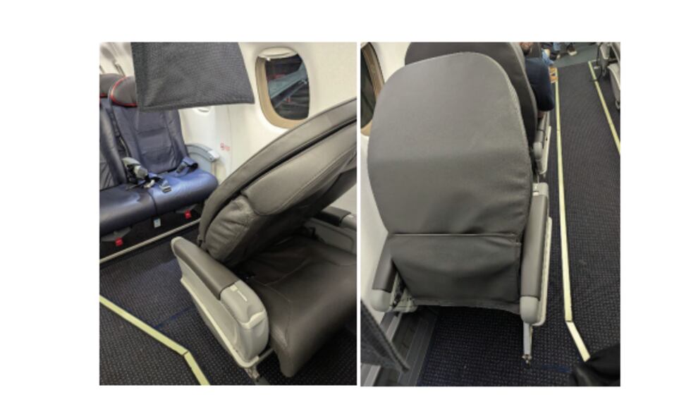 Fotos presentadas en corte muestran los daños que sufrió el avión después del supuesto...